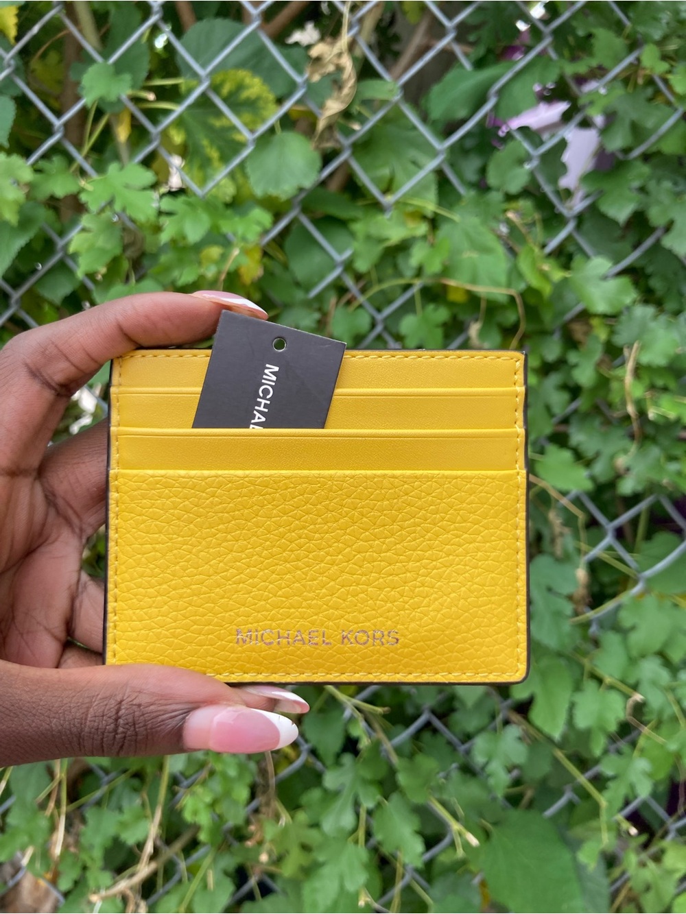 Michael Kors Yellow Pebble Leather Card Case